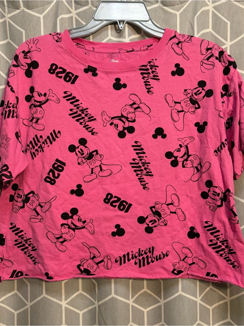 Disney Pink Mickey Mouse Allover Print Long Sleeve Tee